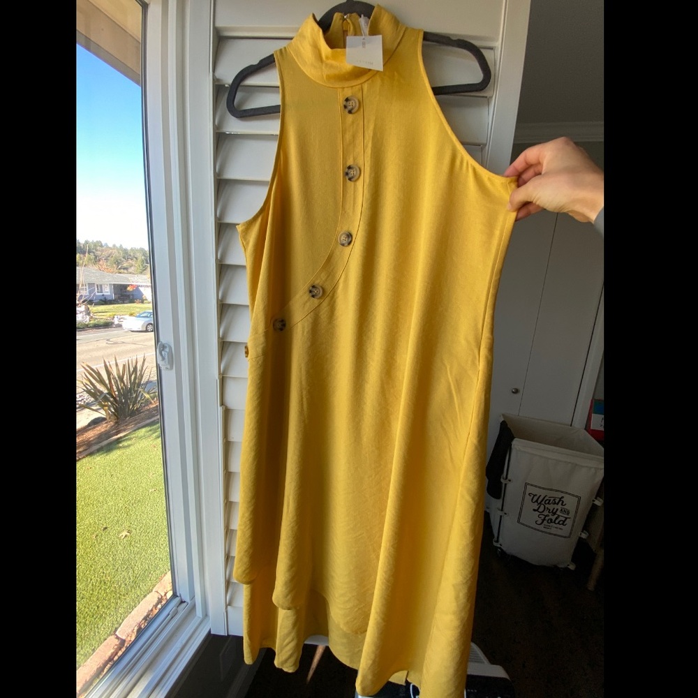 ASOS button front, high neck dress